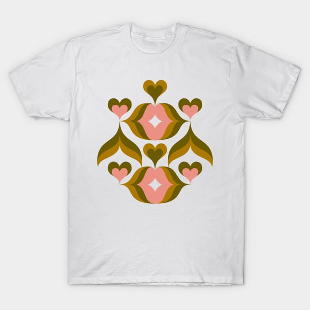 Retro Kisses - Olive Pink T-Shirt by andreaalice